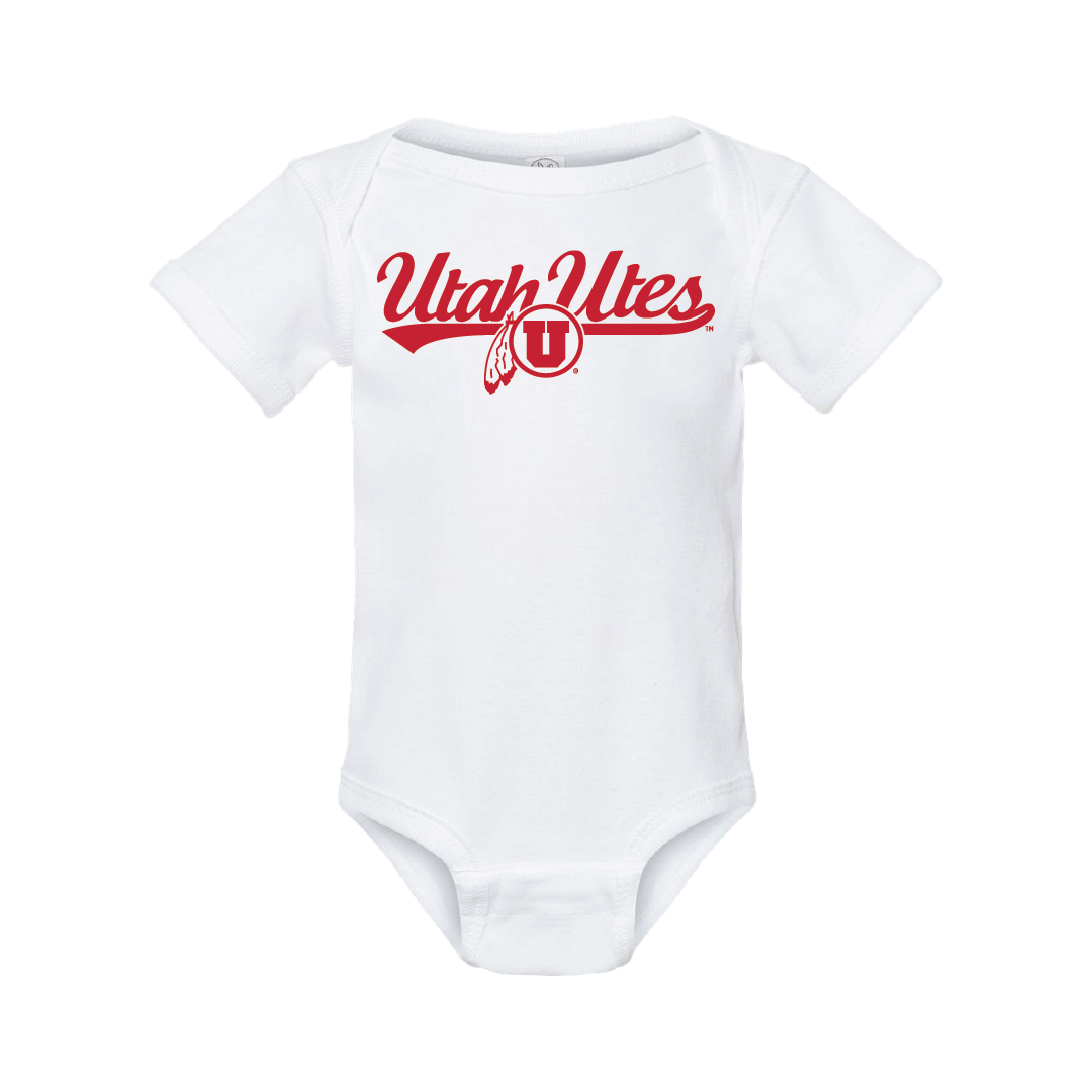 Utah Utes Script w/Circle and Feather Onesie