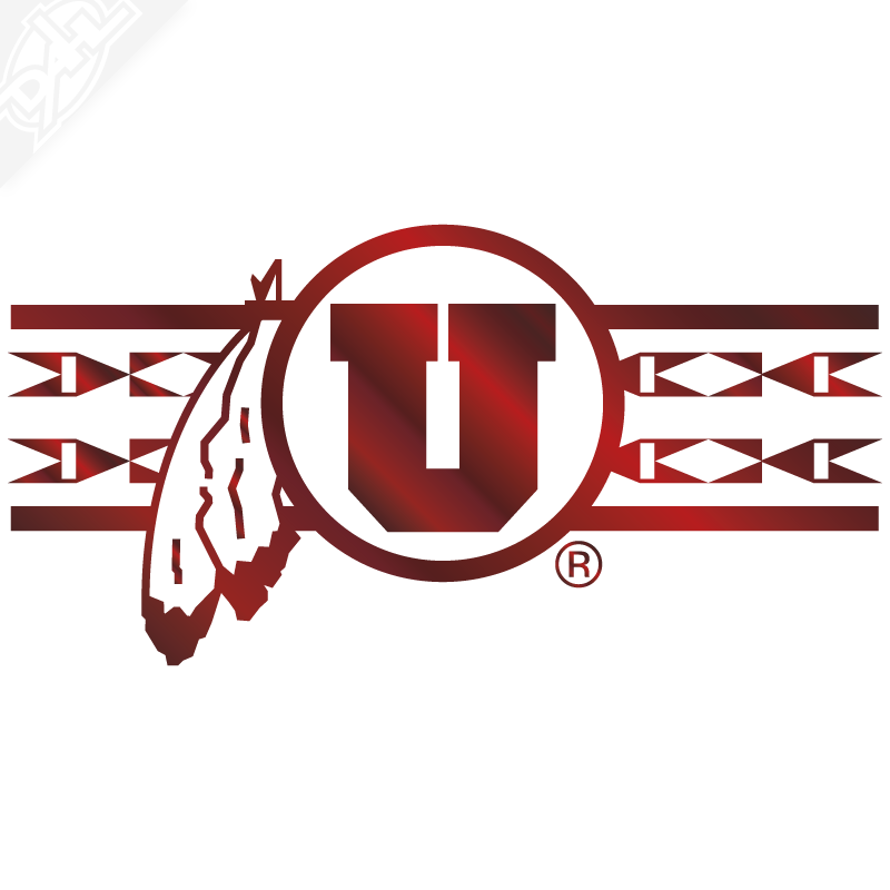 Ute Proud Circle and Feather With Utah Stripe Single Color Vinyl Decal