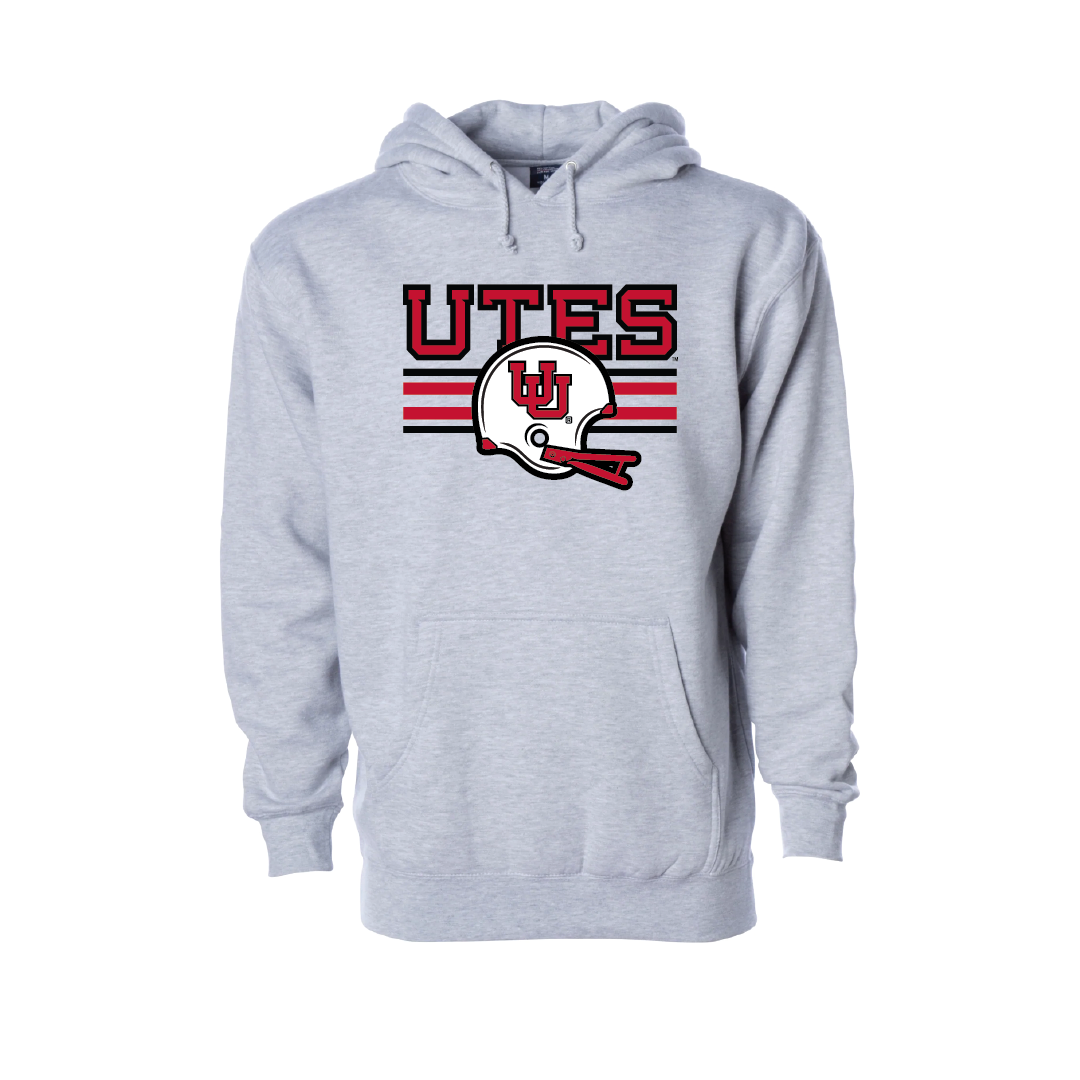Utes W/Throwback Interlocking UU Helmet Embroidered Hoodie