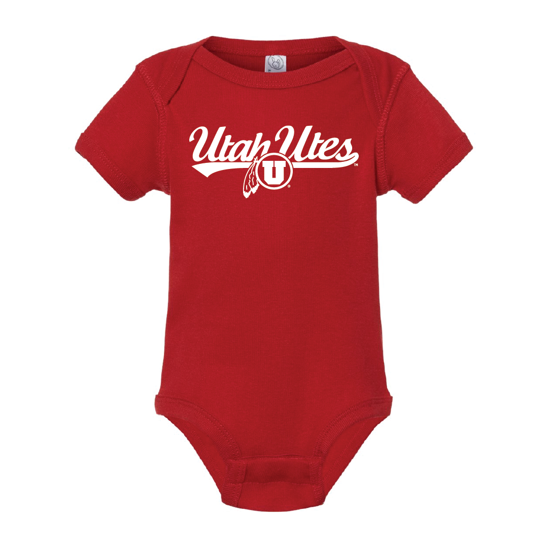 Utah Utes Script w/Circle and Feather Onesie