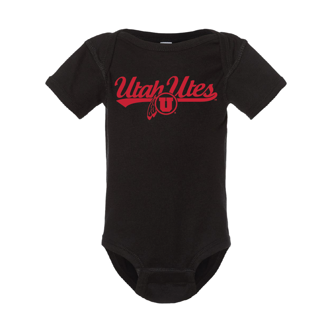 Utah Utes Script w/Circle and Feather Onesie