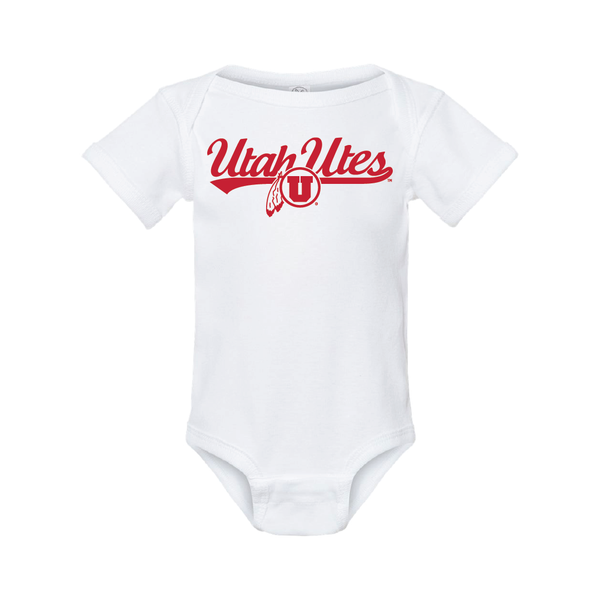 Utah Utes Script w/Circle and Feather Onesie