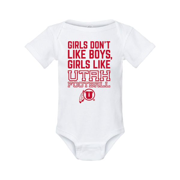 Girls like Utah Football W/Circle and Feather Onesie