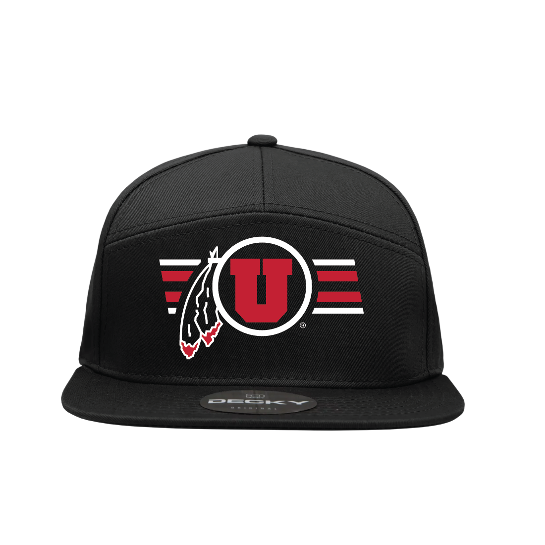 Black 7 Panel  Snapback Hat
