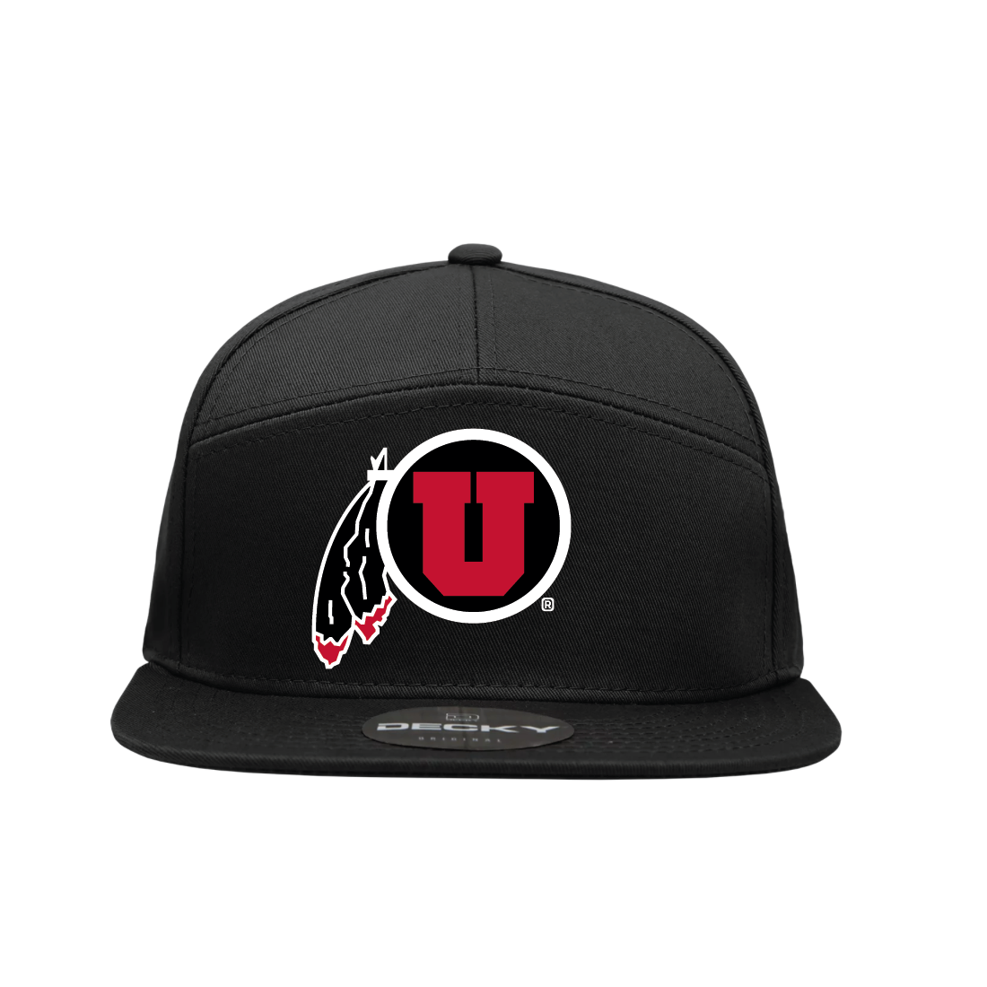 Black 7 Panel  Snapback Hat