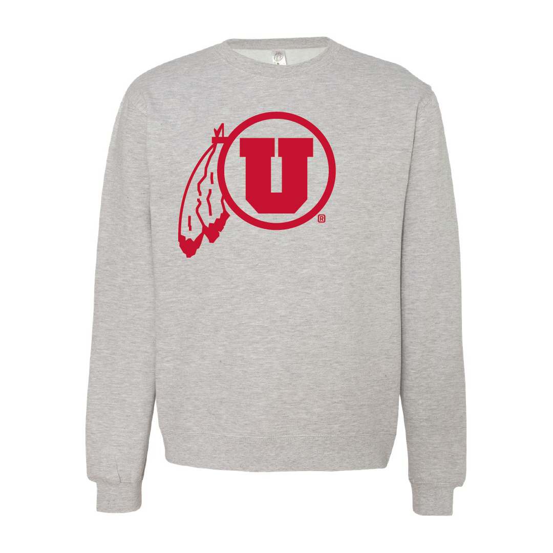 Circle and Feather - Single Color - Embroidered Crew Neck Sweatshirt