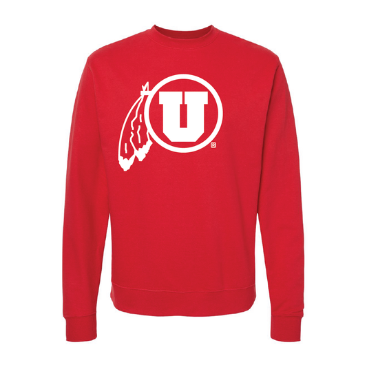 Circle and Feather - Single Color - Embroidered Crew Neck Sweatshirt