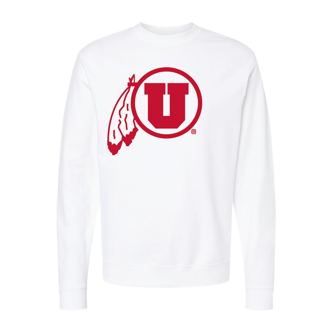 Circle and Feather - Single Color - Embroidered Crew Neck Sweatshirt