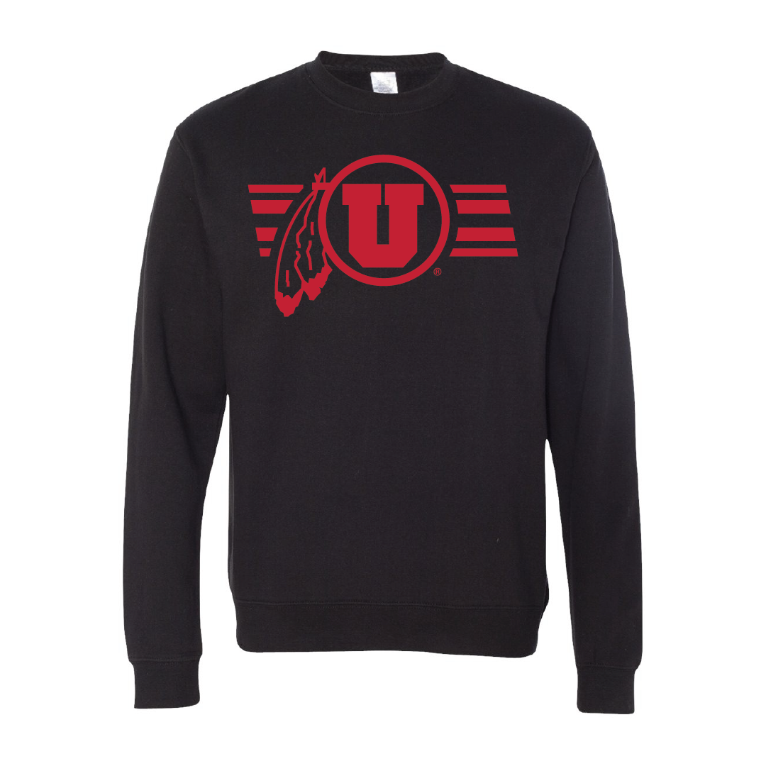Circle and Feather - Utah Stripe - Single Color Embroidered Crew Neck Sweatshirt