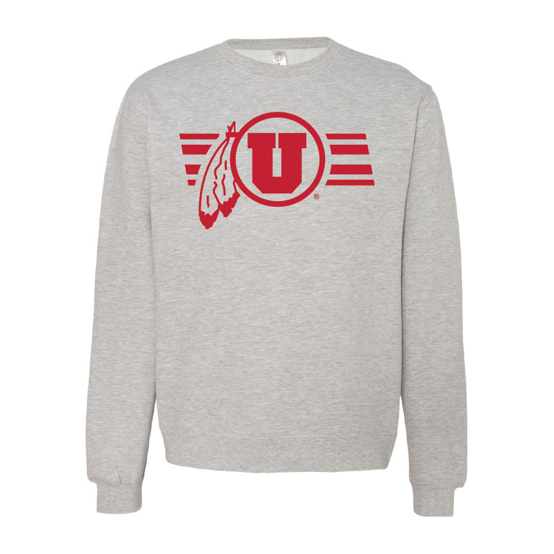 Circle and Feather - Utah Stripe - Single Color Embroidered Crew Neck Sweatshirt