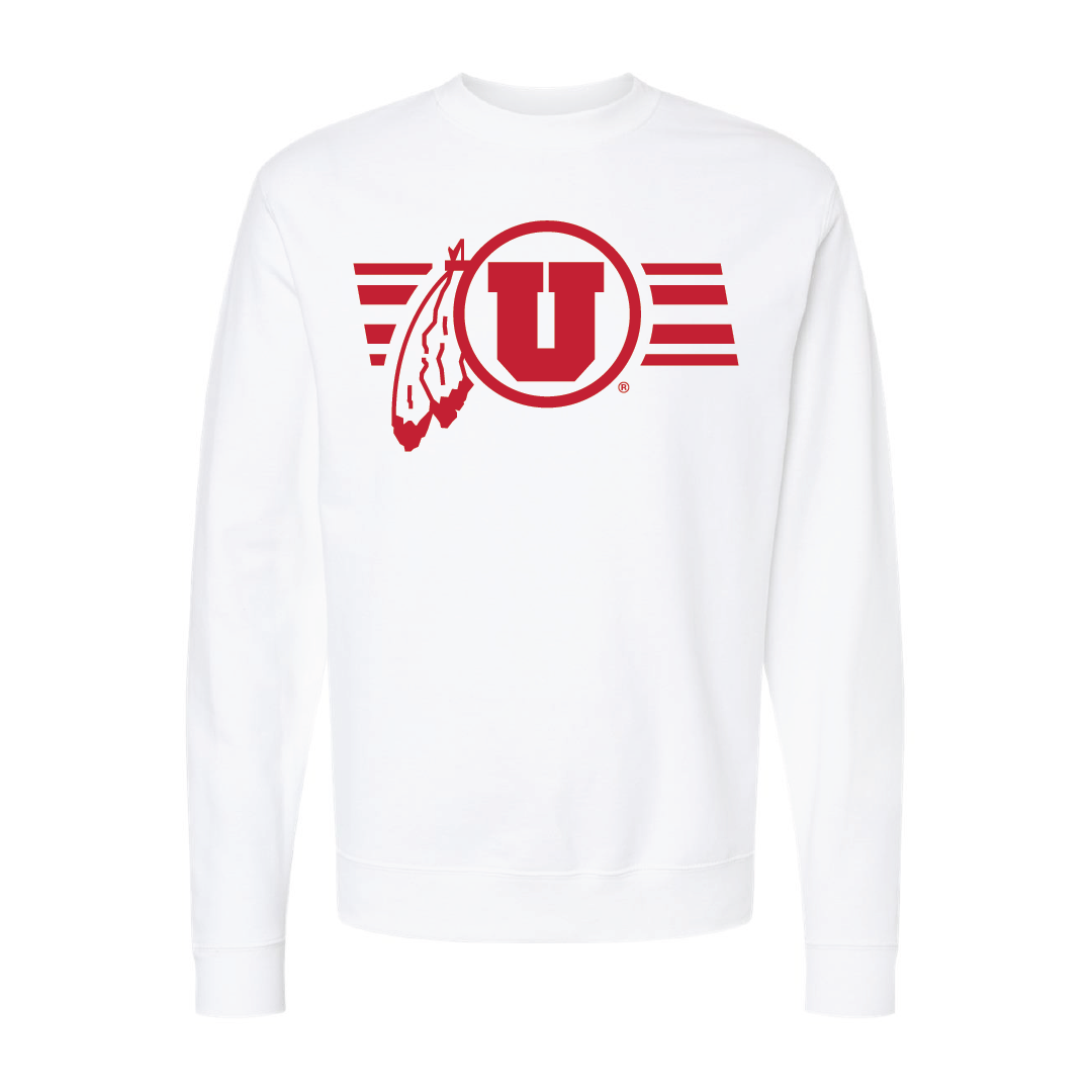 Circle and Feather - Utah Stripe - Single Color Embroidered Crew Neck Sweatshirt