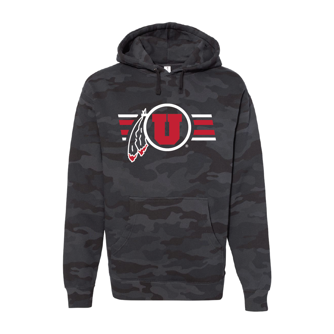 Circle and Feather W/Utah Stripe Embroidered Hoodie