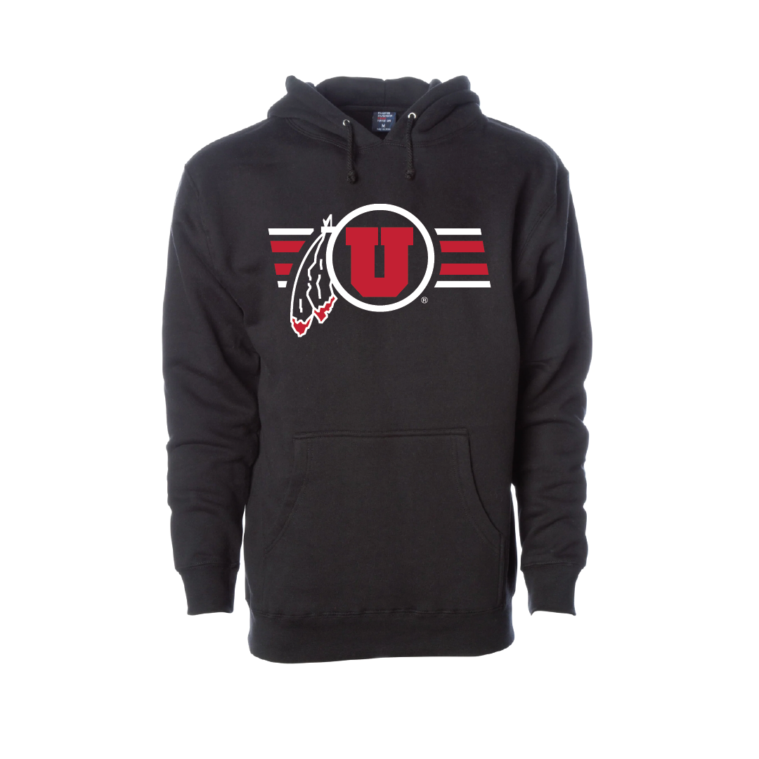 Circle and Feather W/Utah Stripe Embroidered Hoodie