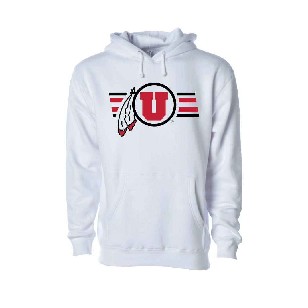 Circle and Feather W/Utah Stripe Embroidered Hoodie