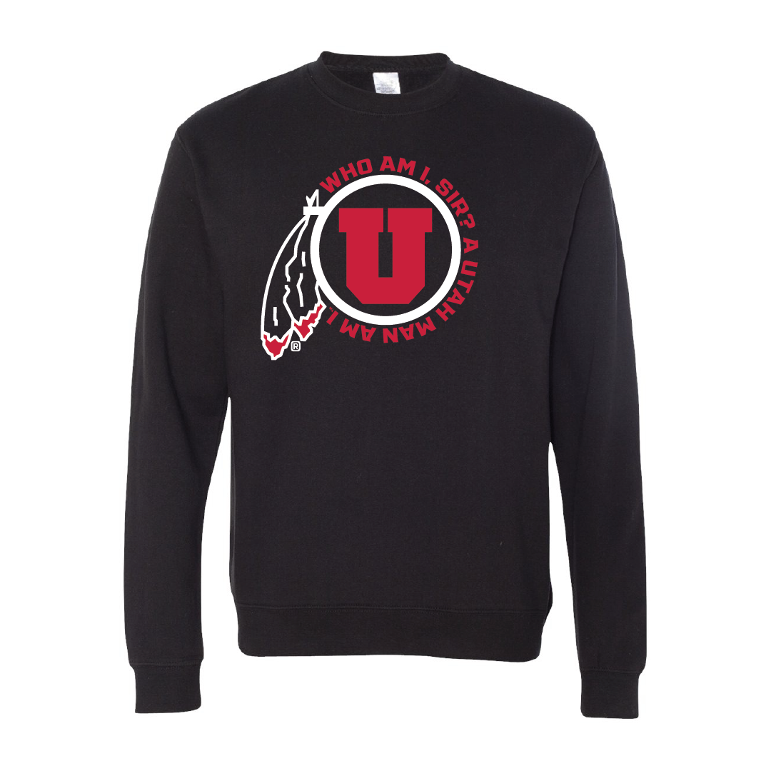 Circle and Feather Utah Man Embroidered Crew Neck Sweatshirt