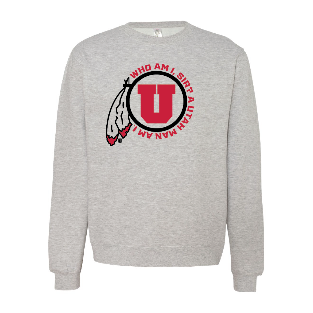 Circle and Feather Utah Man Embroidered Crew Neck Sweatshirt