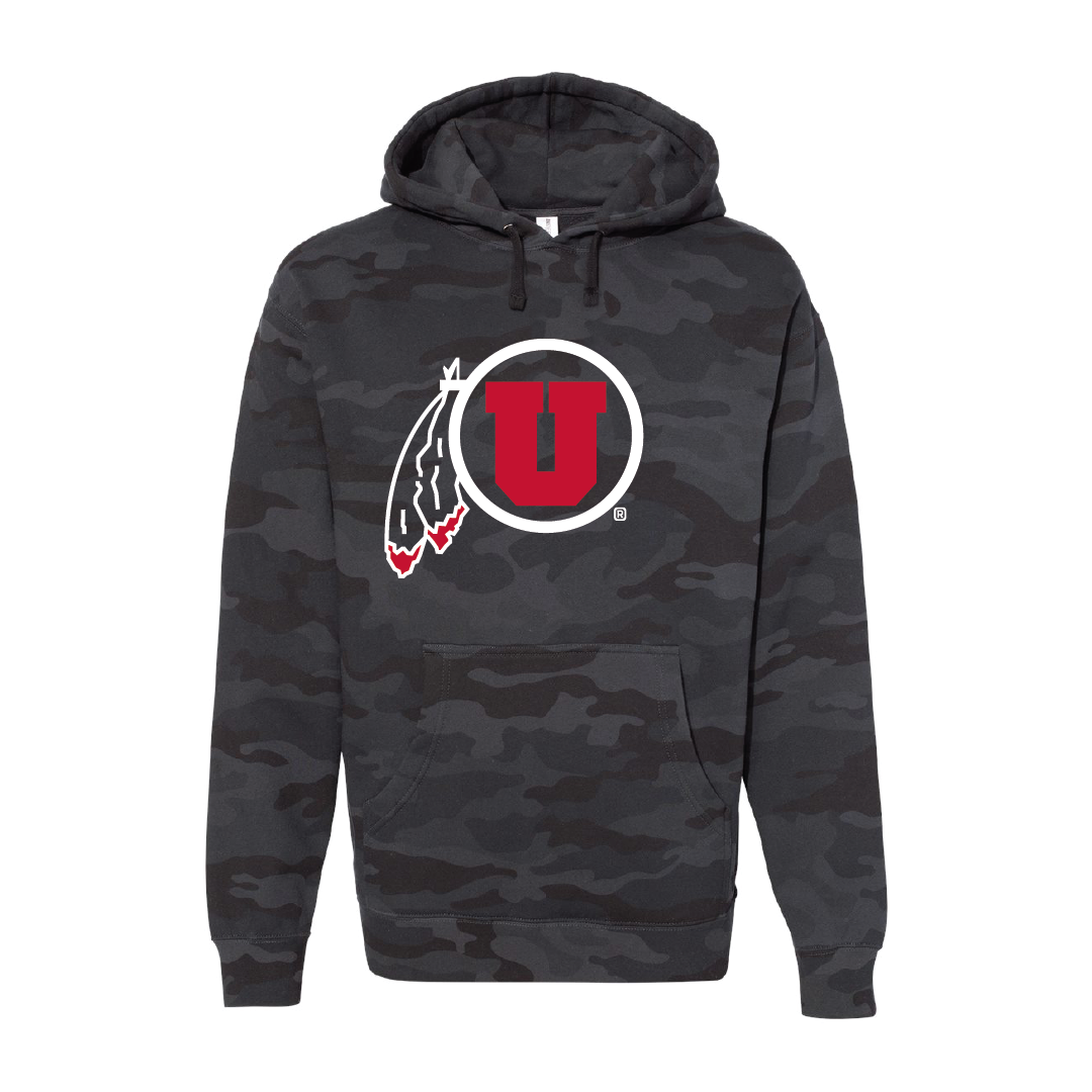 Circle and Feather Embroidered Hoodie