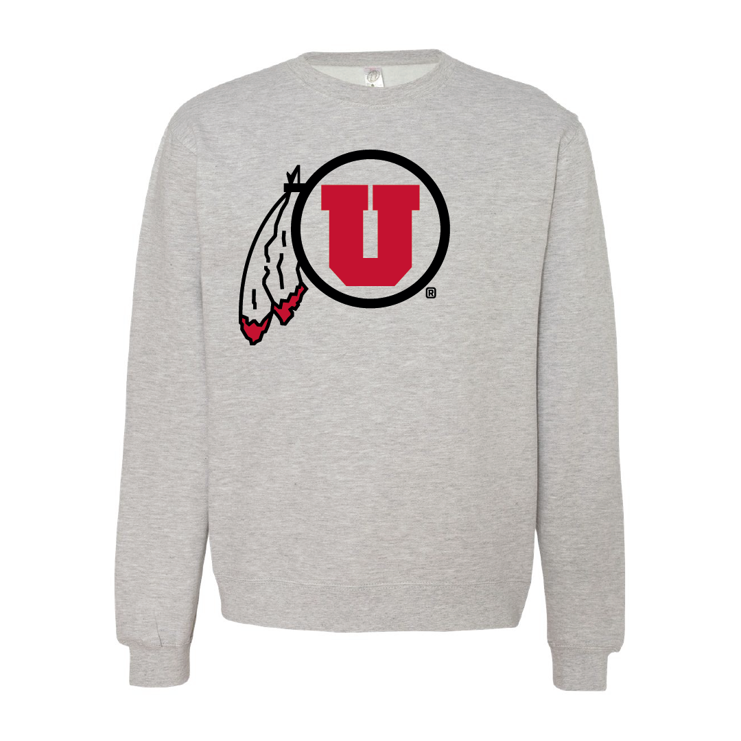 Circle and Feather Embroidered Crew Neck Sweatshirt