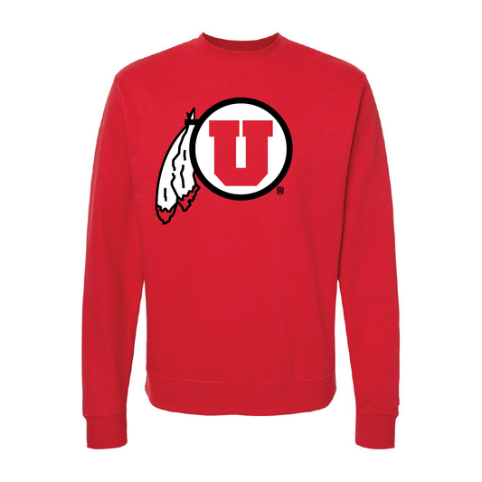 Circle and Feather Embroidered Crew Neck Sweatshirt