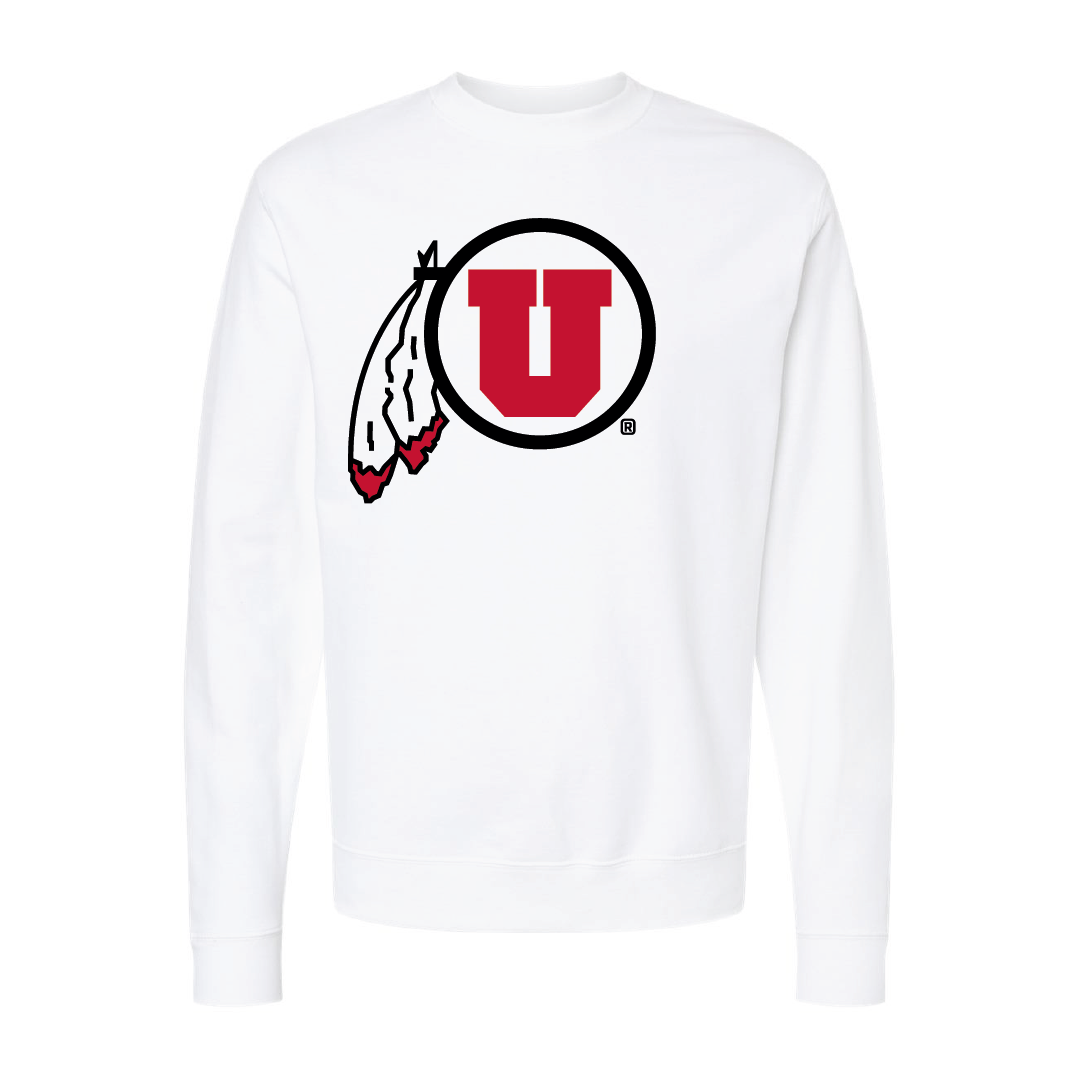 Circle and Feather Embroidered Crew Neck Sweatshirt