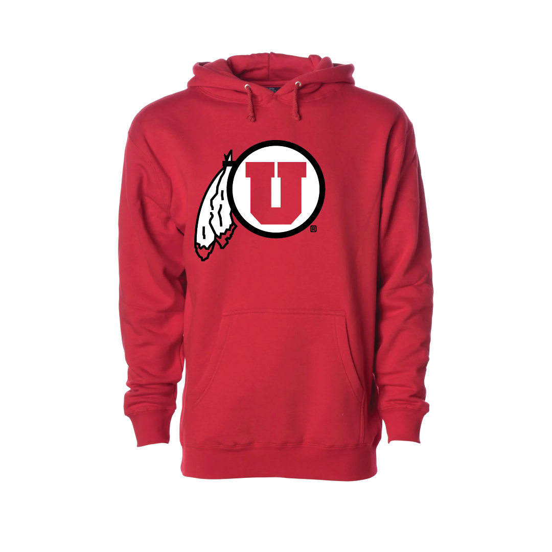Circle and Feather Embroidered Hoodie