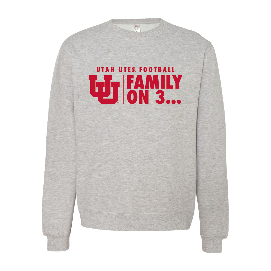 Family on 3 - Interlocking UU Embroidered Crew Neck Sweatshirt