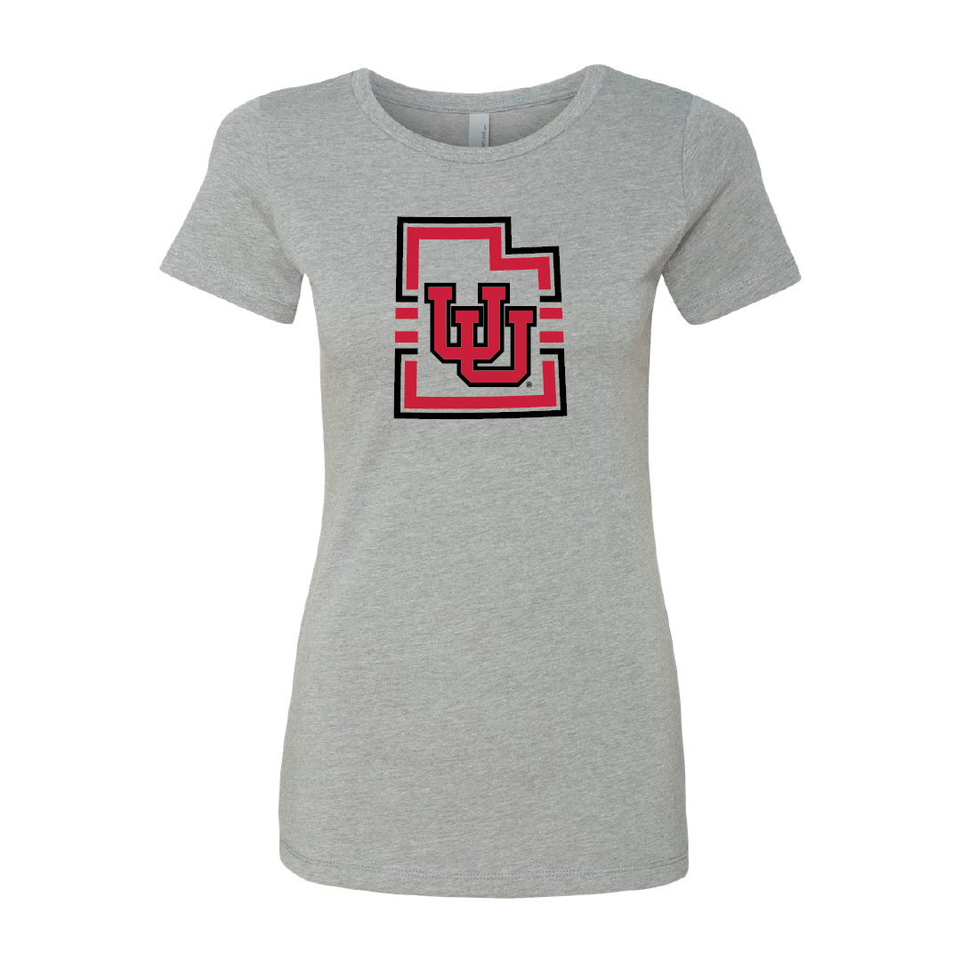 Interlocking UU - State W/Utah Stripe Womens T-Shirt