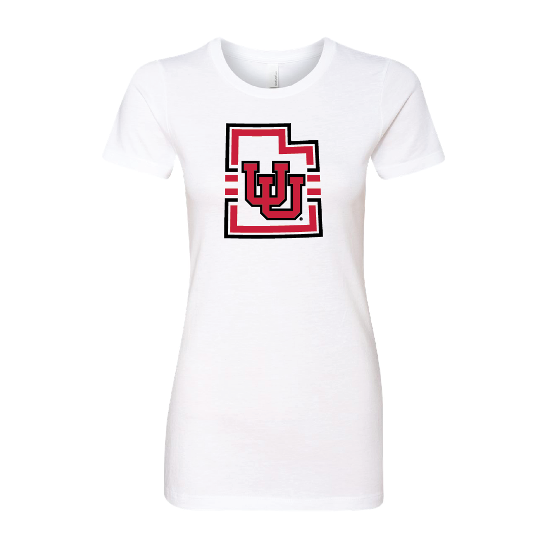 Interlocking UU - State W/Utah Stripe Womens T-Shirt