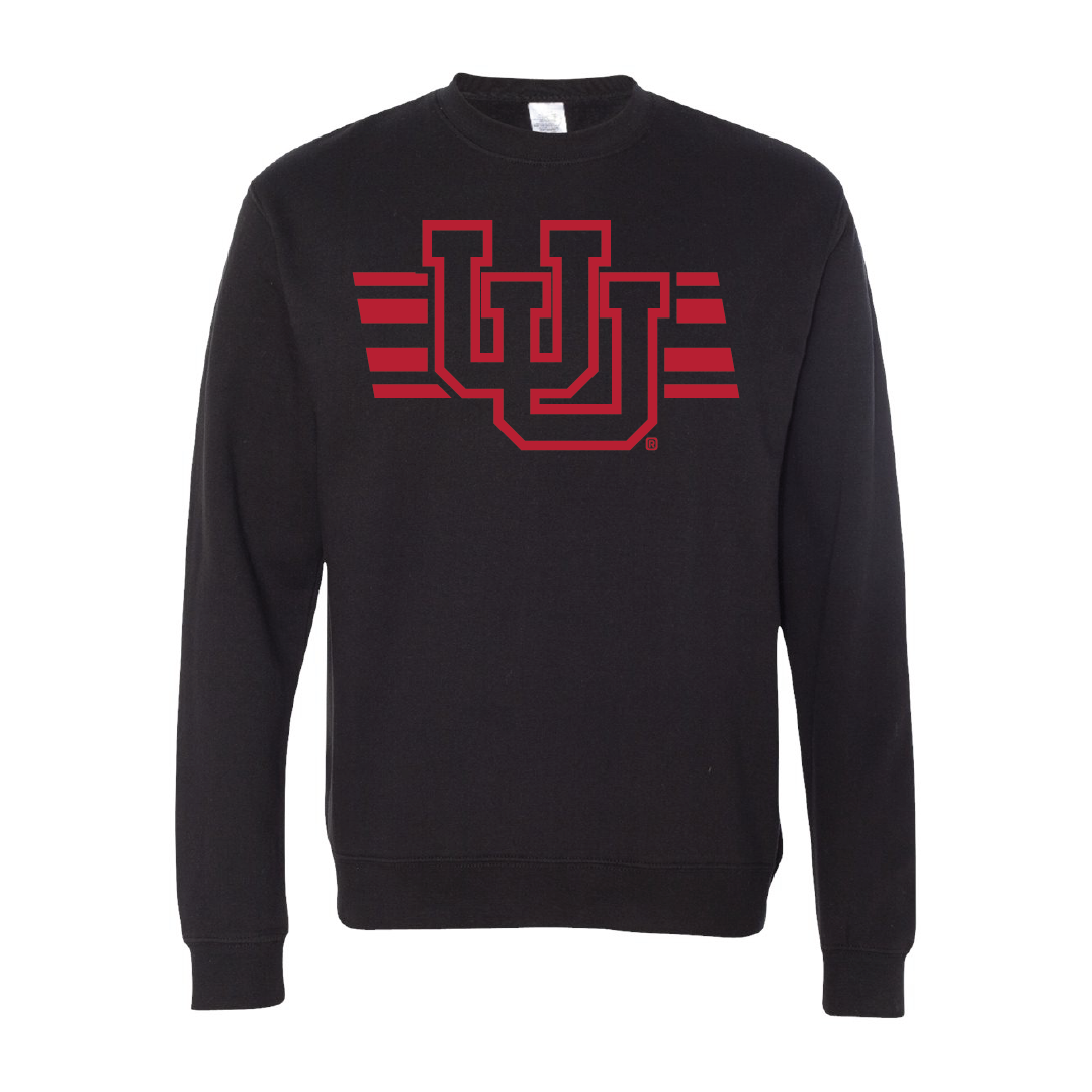 Interlocking UU - Utah Stripe - Singlecolor Embroidered Crew Neck Sweatshirt