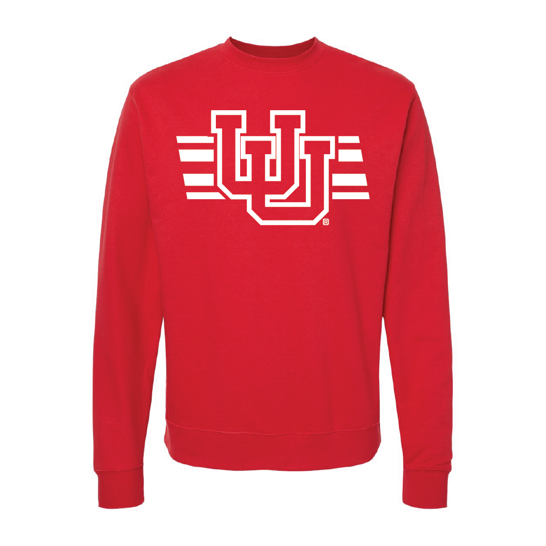Interlocking UU - Utah Stripe - Singlecolor Embroidered Crew Neck Sweatshirt