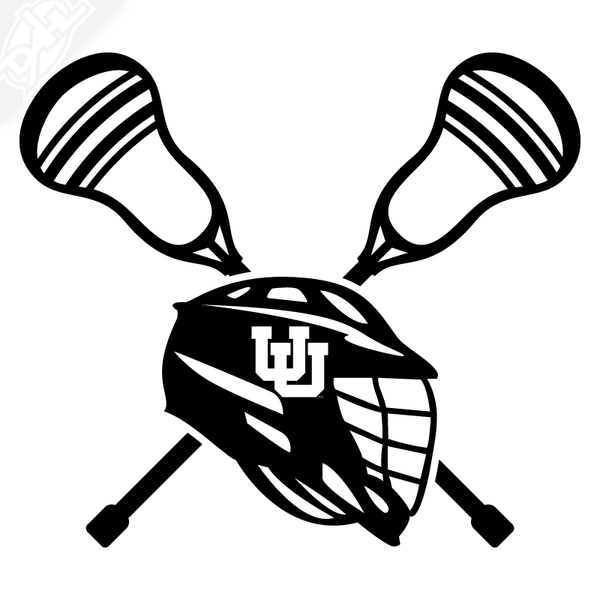 Lacrosse Helmet and Sticks - Lacrosse Vinyl Decal