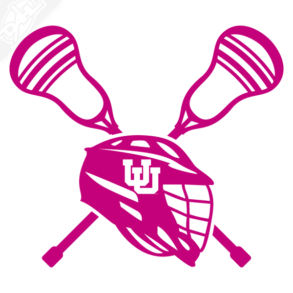 Lacrosse Helmet and Sticks - Lacrosse Vinyl Decal