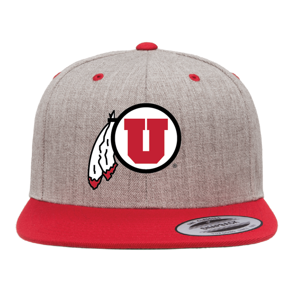 Heather Gray W/Red Bill Classic Flat Bill Snapback