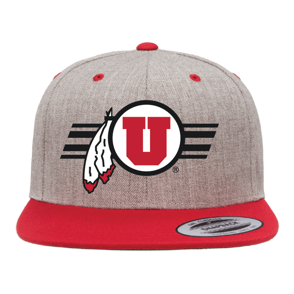 Heather Gray W/Red Bill Classic Flat Bill Snapback