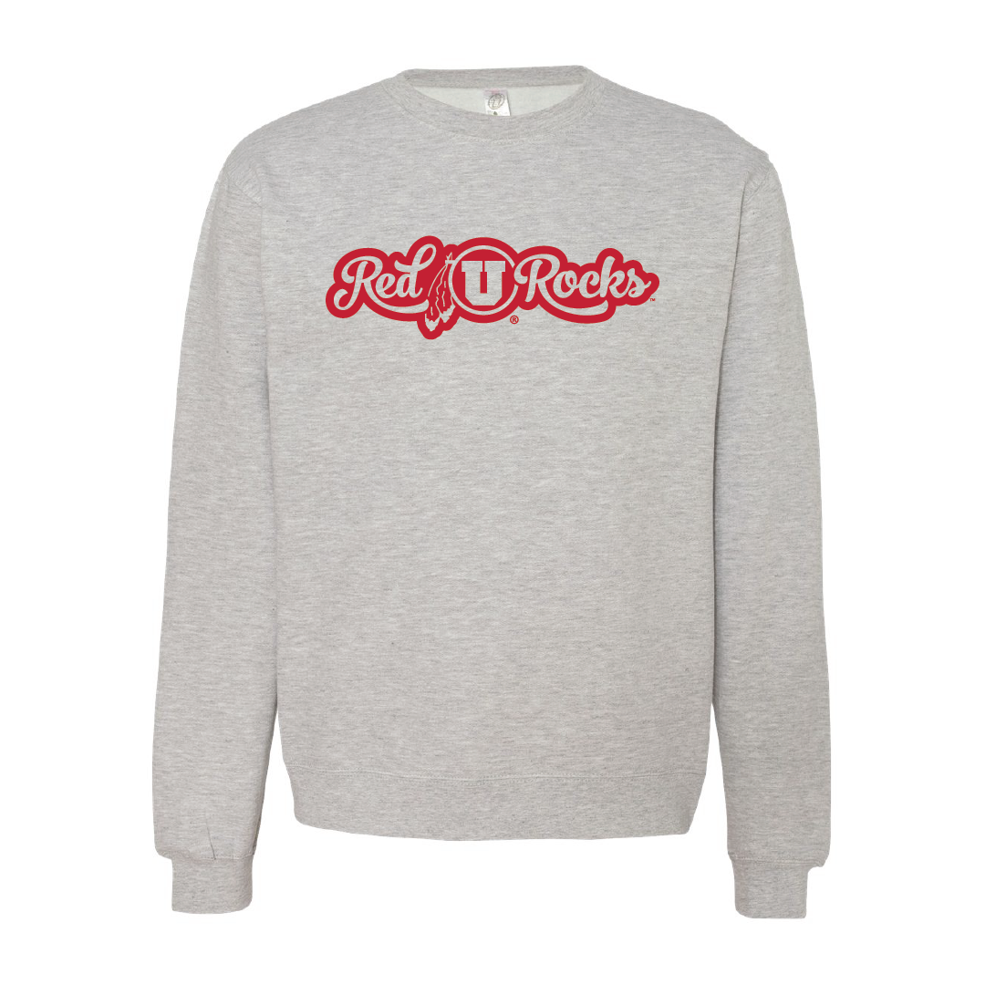 Red Rocks Script Embroidered Crew Neck Sweatshirt