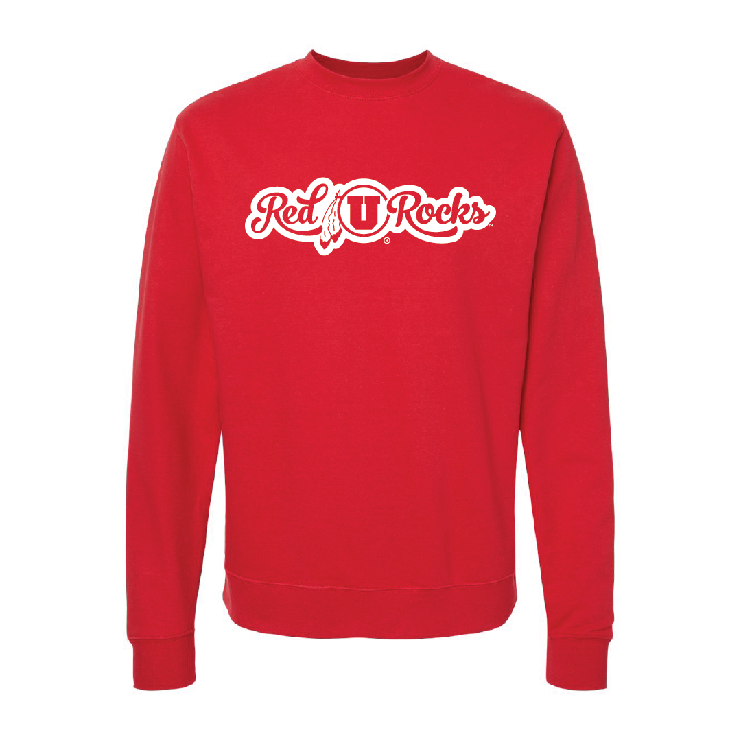 Red Rocks Script Embroidered Crew Neck Sweatshirt