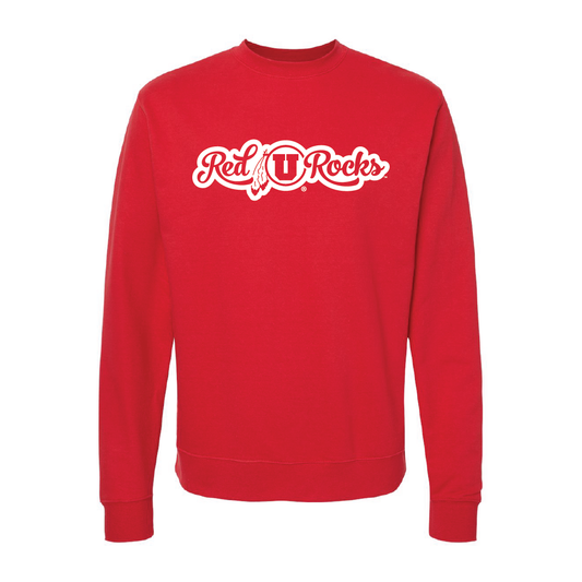 Red Rocks Script Embroidered Crew Neck Sweatshirt
