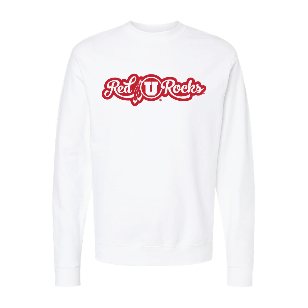 Red Rocks Script Embroidered Crew Neck Sweatshirt