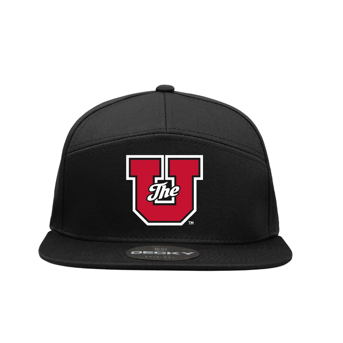Black 7 Panel  Snapback Hat
