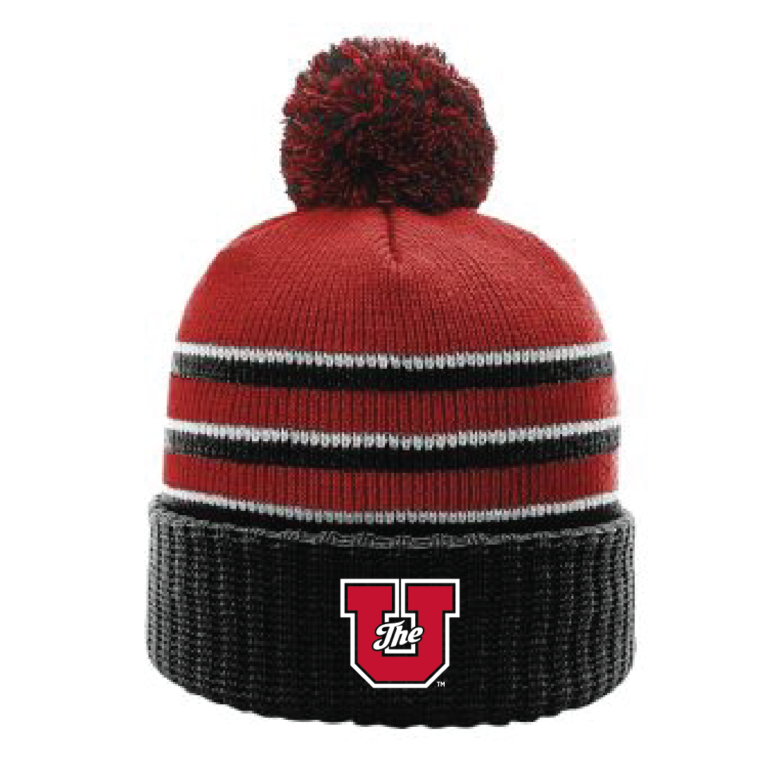Stripe Pom Beanie With Cuff