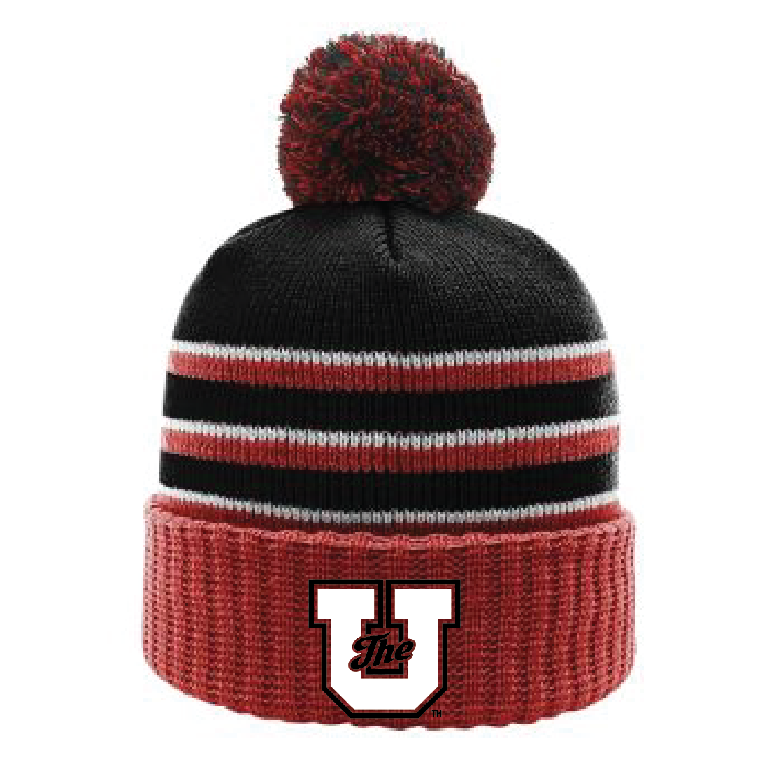 Stripe Pom Beanie With Cuff