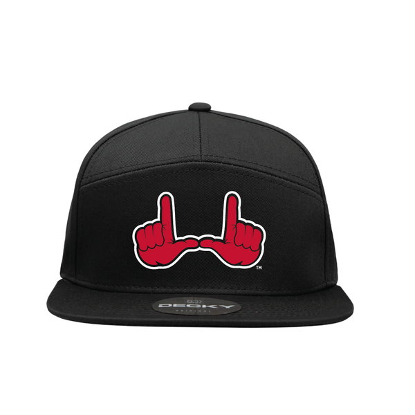 Black 7 Panel  Snapback Hat