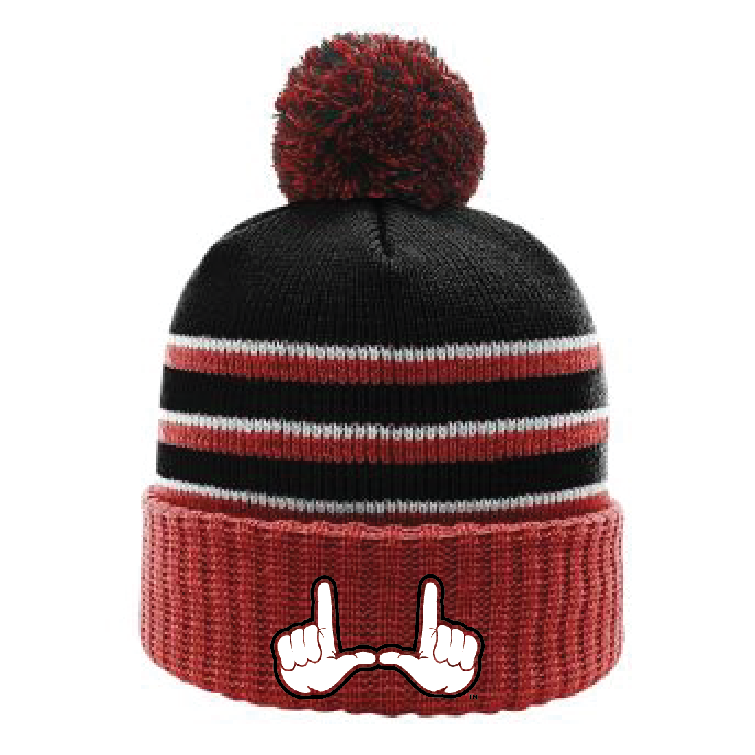 Stripe Pom Beanie With Cuff