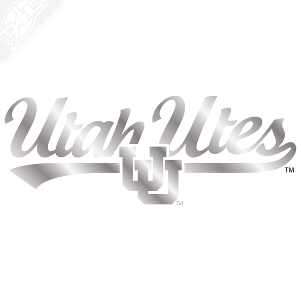 Utah Utes Script with Interlocking UU Vinyl Decal