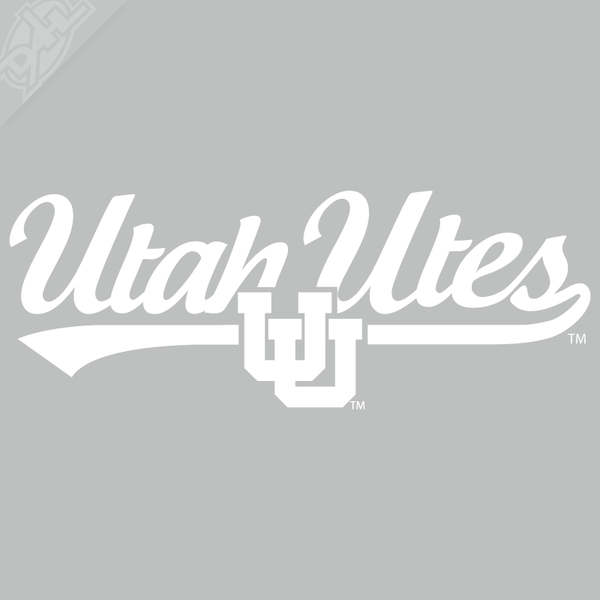 Utah Utes Script with Interlocking UU Vinyl Decal