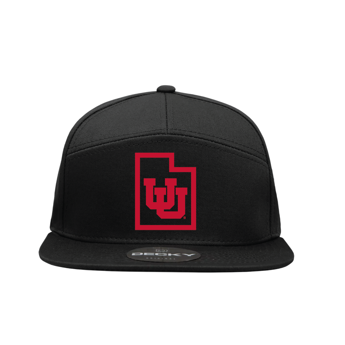 Black 7 Panel  Snapback Hat