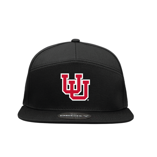 Black 7 Panel  Snapback Hat