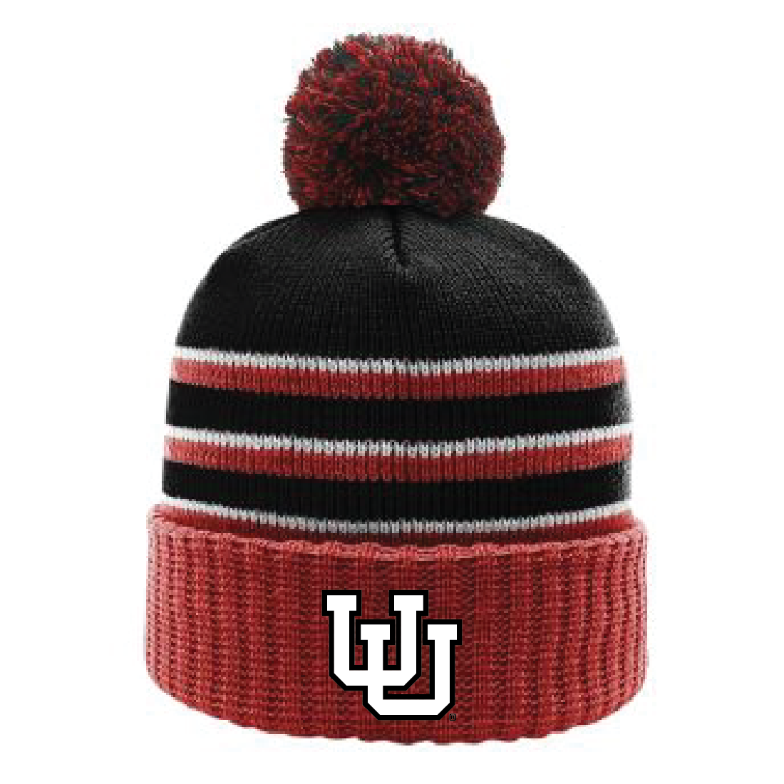 Stripe Pom Beanie With Cuff