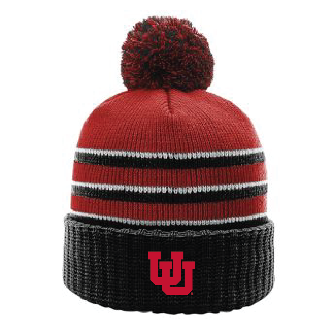 Stripe Pom Beanie With Cuff