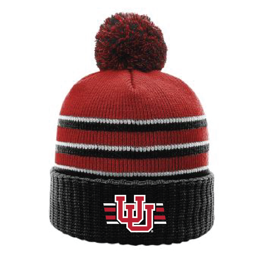 Stripe Pom Beanie With Cuff